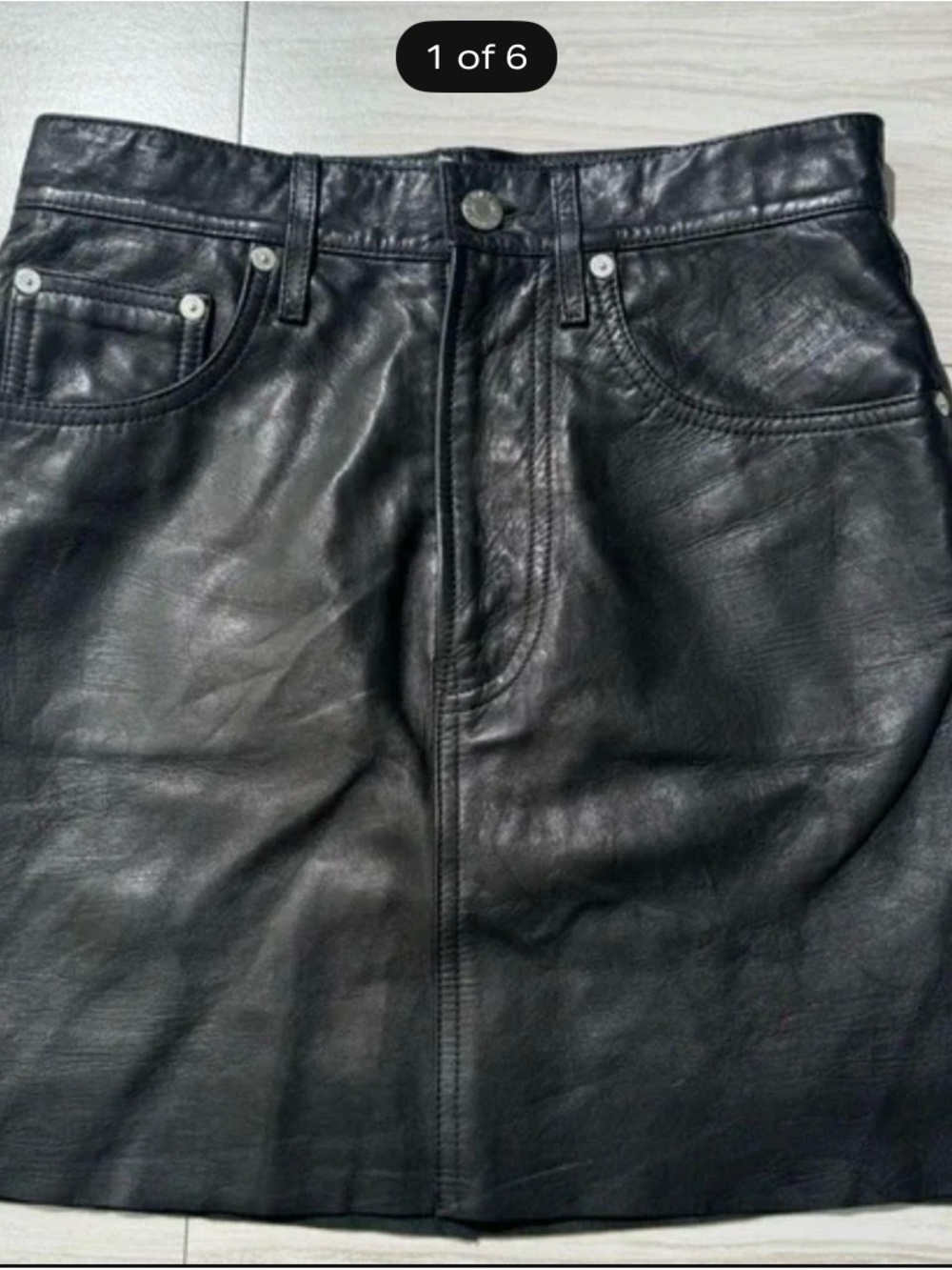 Helmut Lang Classic Black Leather Mini Skirt